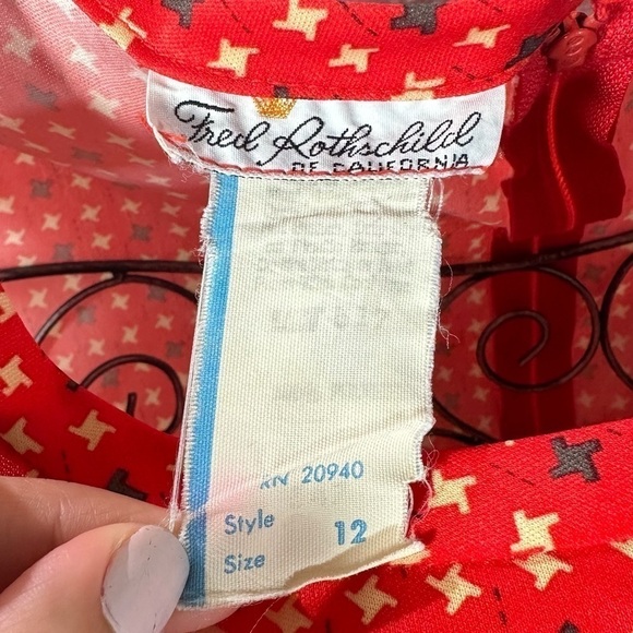 Vintage fred rothschild california red pinwheel print tank size 12 - Picture 2 of 5